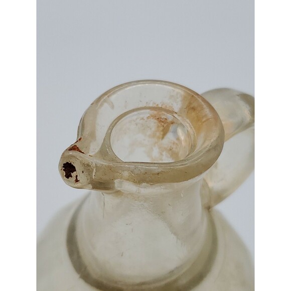 Cruet Bottle Circa 1930's Thick Clear Glass with Handle - Picture 7 of 12